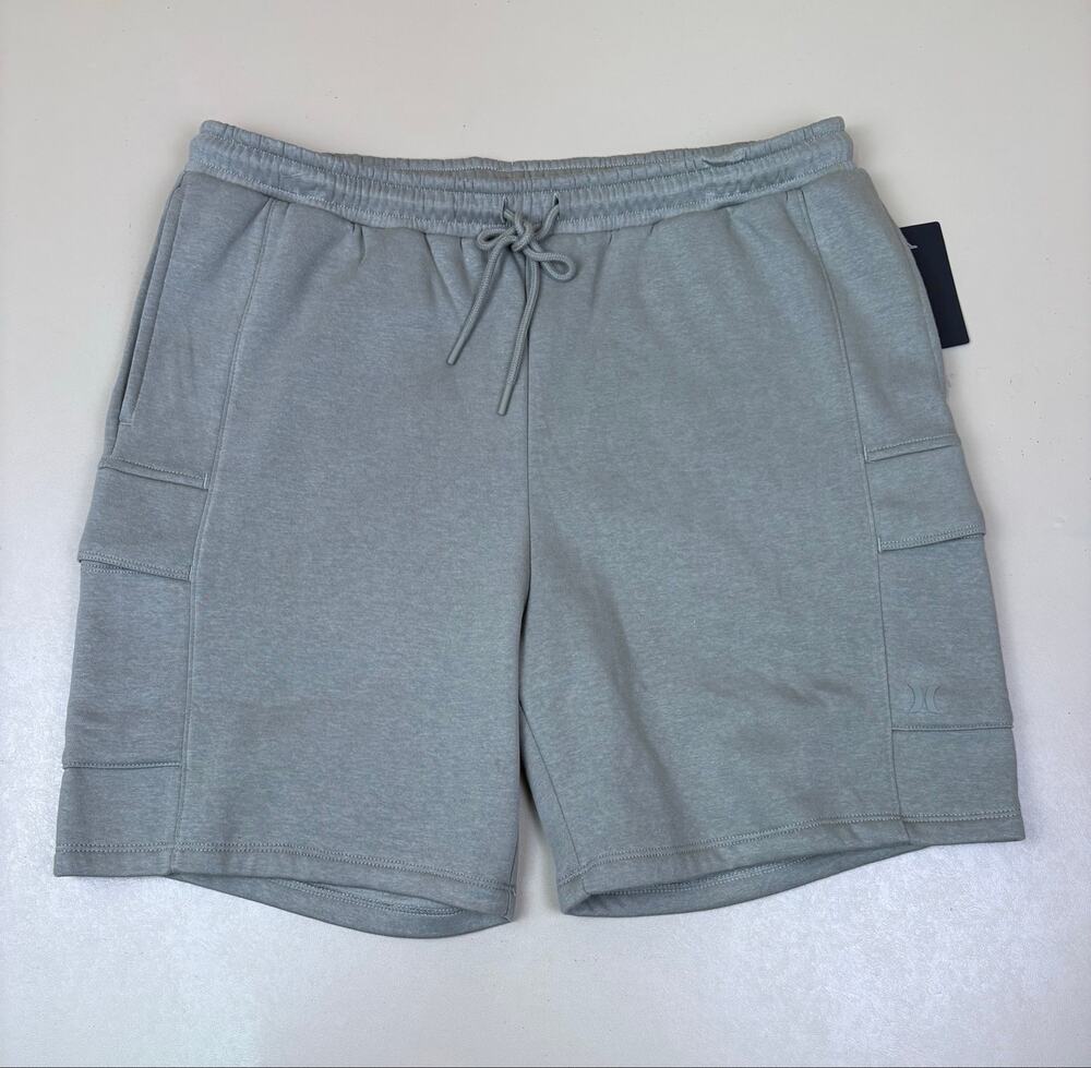 Hurley Pacific Cargo Shorts Men’s Large Iguana Green Fleece Drawstring NWT